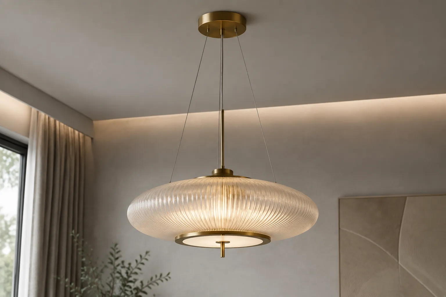 Lighting concept render with visible component placement, scale cues, and finish direction
