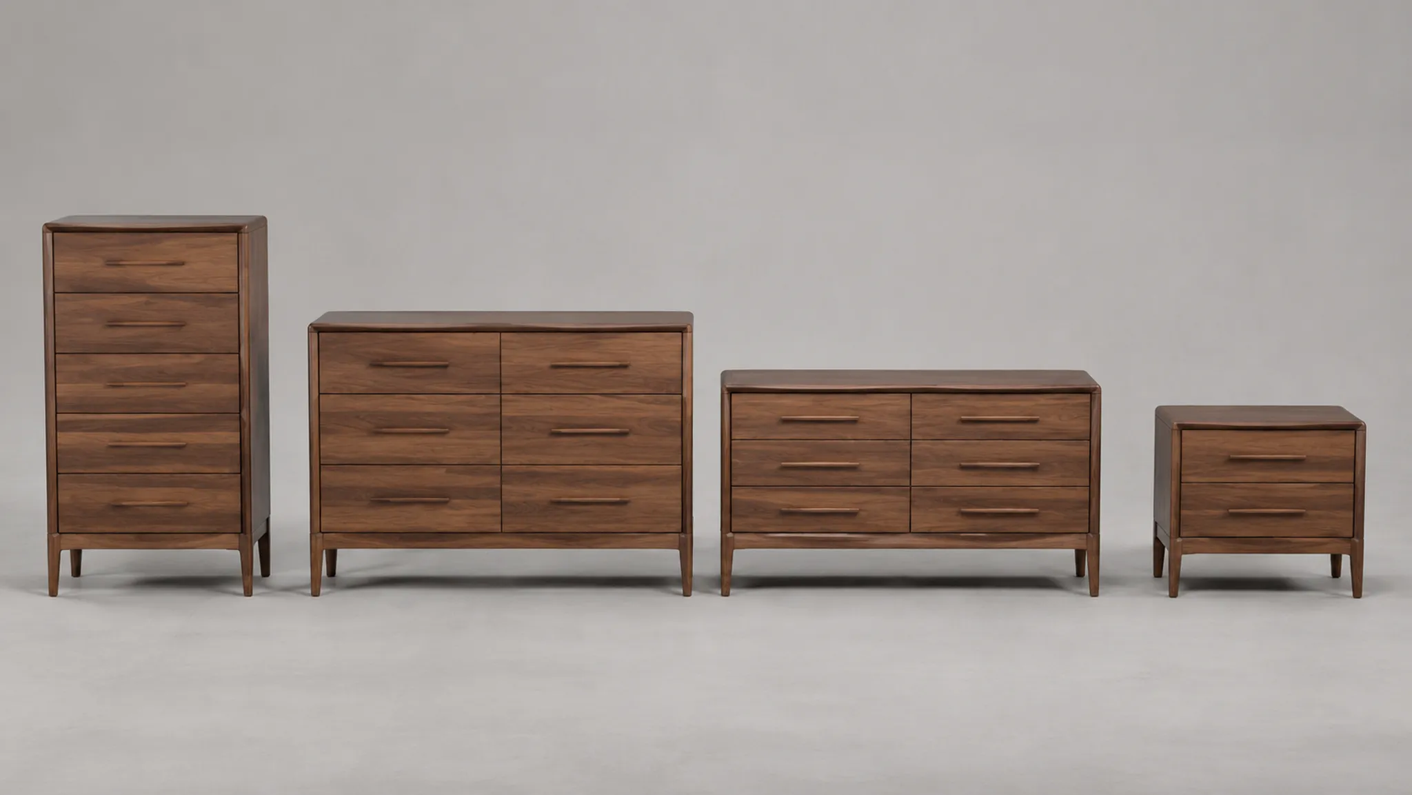 Normalized side-by-side furniture comparison using matched camera, scale, lighting, and background