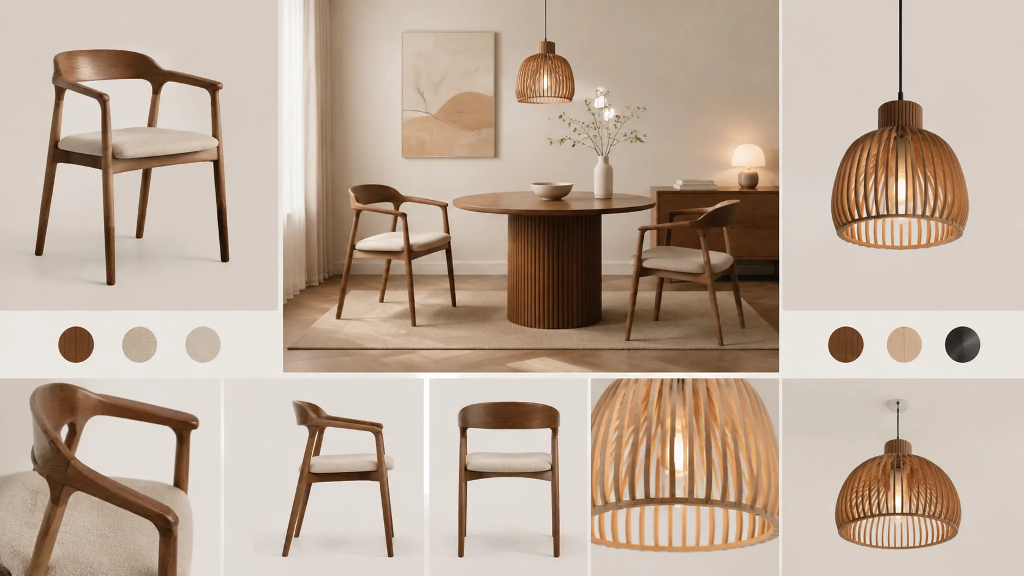 Coordinated furniture and lighting render views prepared for design and merchandising comparison