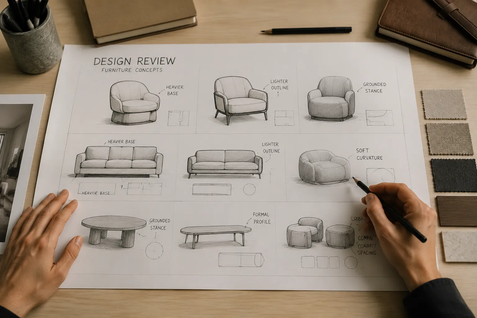Review worksheet comparing furniture visual impressions with observable form cues