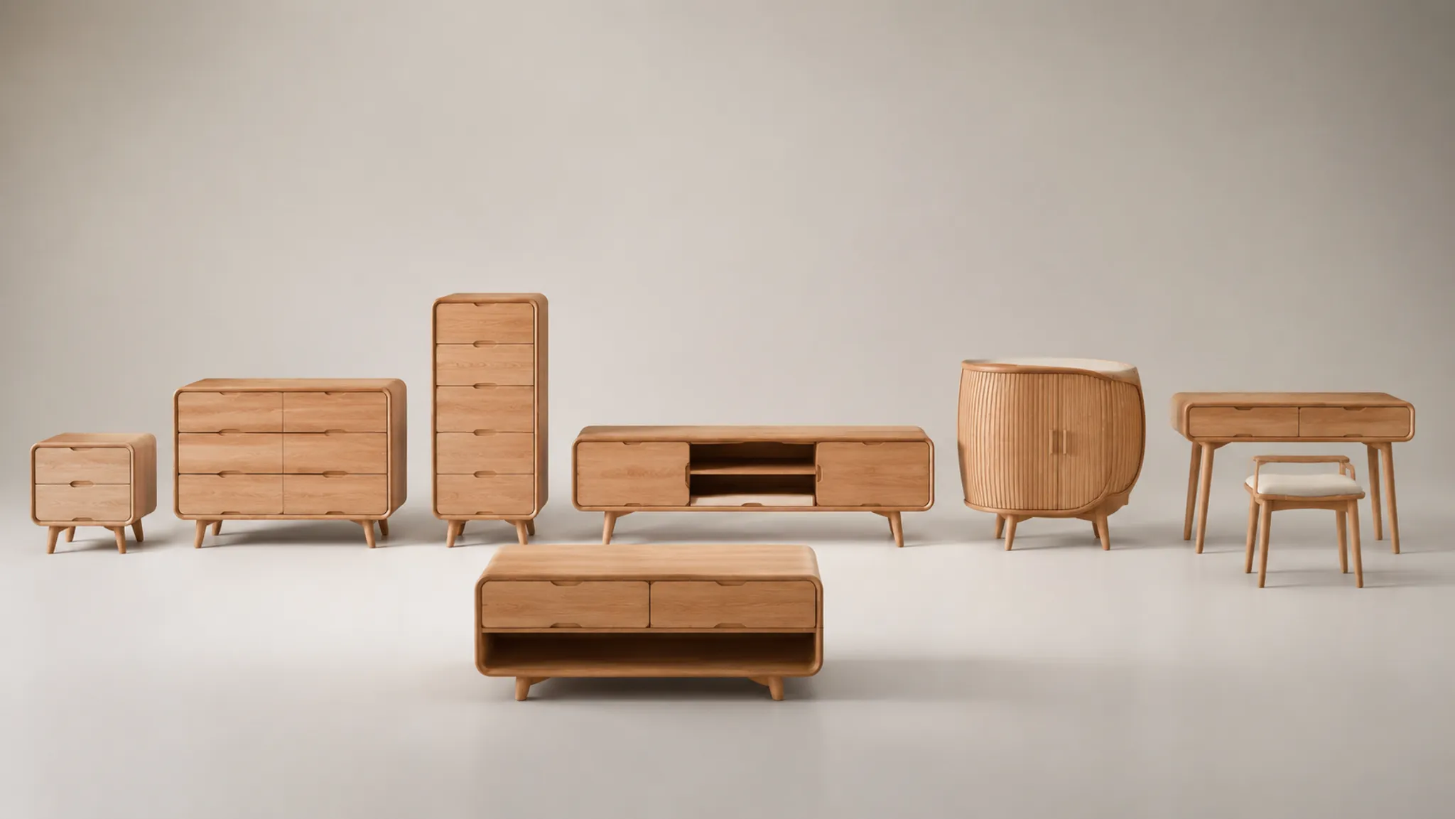 Furniture family with one deliberate outlier marked against shared continuity points